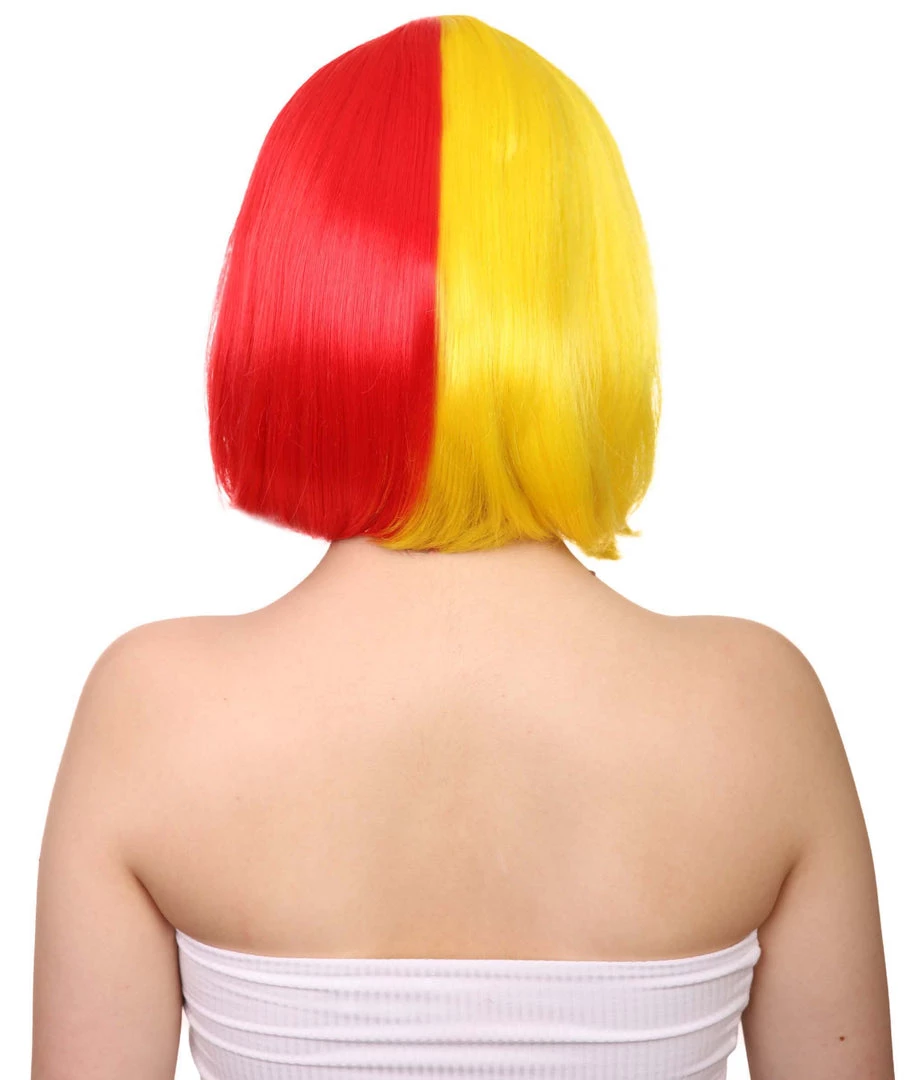FLAGWIGS Colombia Flag Sport Party Bob Wig | Patriotic Character Cosplay Halloween Wig | Premium Breathable Capless Cap 4 FLAGWIGS Colombia Flag Sport Party Bob Wig | Patriotic Character Cosplay Halloween Wig | Premium Breathable Capless Cap