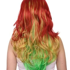 HPO Adult Ombre Curly Women's Wig | Red Green Multicolor Cosplay Halloween Wig | Premium Breathable Capless Cap 12 HPO Adult Ombre Curly Women's Wig | Red Green Multicolor Cosplay Halloween Wig | Premium Breathable Capless Cap