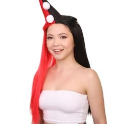 HPO Women's Womens Clown Girl Styles Wig With Hat | Character Cosplay Halloween Wig | Premium Breathable Capless Cap