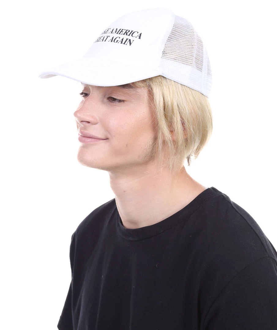 HPO President II Mens Wig W/ Make America Great Again Hat | Blonde Wig | Premium Breathable Capless Cap 2 HPO President II Mens Wig W/ Make America Great Again Hat | Blonde Wig | Premium Breathable Capless Cap