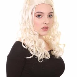 HPO Queen Womens Wig | White Movie Long Wavy Wig | Premium Breathable Capless Cap Men's