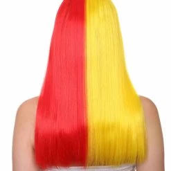 FLAGWIGS Colombia Flag Sport Party Long Bob Wig | Patriotic Character Cosplay Halloween Wig | Premium Breathable Capless Cap Women's