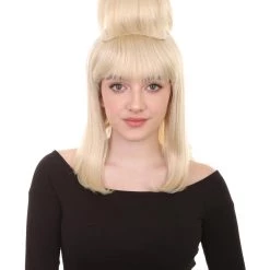 HPO Womens Prom Queen Nightmare Wig | Blond Princess Wig With Bun | Premium Breathable Capless Cap