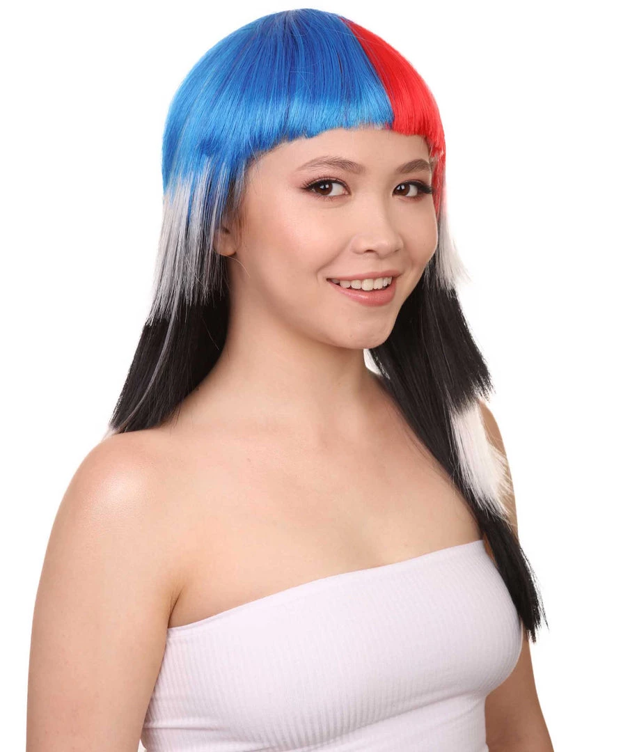 FLAGWIGS Women's South Korea Flag Sport Party Long Bob Wig | Premium Breathable Capless Cap 6 FLAGWIGS Women's South Korea Flag Sport Party Long Bob Wig | Premium Breathable Capless Cap