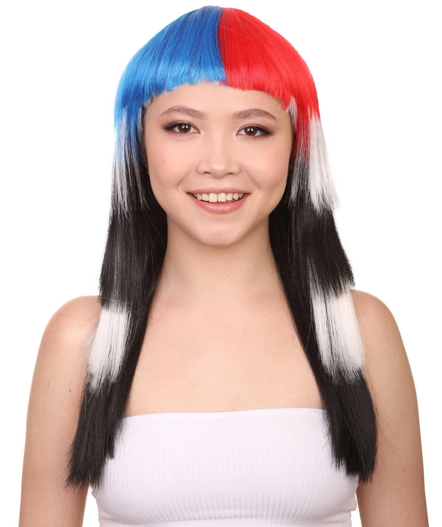 FLAGWIGS Women's South Korea Flag Sport Party Long Bob Wig | Premium Breathable Capless Cap 1 FLAGWIGS Women's South Korea Flag Sport Party Long Bob Wig | Premium Breathable Capless Cap