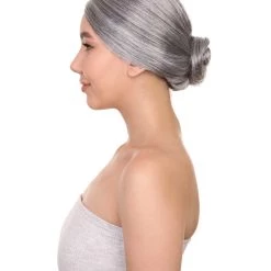HPO Old Lady Grey Womens Wig | Grandma Cosplay Halloween Wig | Premium Breathable Capless Cap Men's