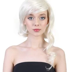 HPO Men's Pink Womens Game Wig | White TV/Movie Fancy Cosplay Halloween Wig | Premium Breathable Capless Cap