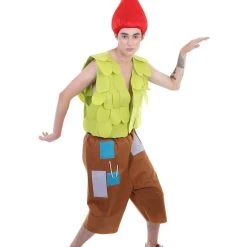 HPO Troll Kid | Leaf Vest And Brown Patchwork Pants | Premium Halloween Costume Men's