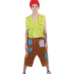 HPO Troll Kid | Leaf Vest And Brown Patchwork Pants | Premium Halloween Costume Men's