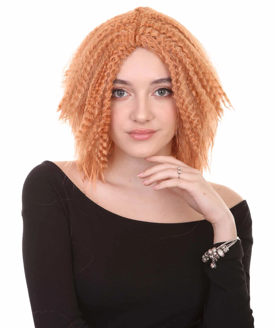 HPO Orange Curly Fashion Womens Wig | Party Ready Fancy Cosplay Halloween Wig | Premium Breathable Capless Cap Women's 1 HPO Orange Curly Fashion Womens Wig | Party Ready Fancy Cosplay Halloween Wig | Premium Breathable Capless Cap Women's