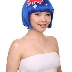 FLAGWIGS Australia Flag Sport Party Bob Wig | Patriotic Country Flag Cosplay Halloween Wig | Premium Breathable Capless Cap 14 FLAGWIGS Australia Flag Sport Party Bob Wig | Patriotic Country Flag Cosplay Halloween Wig | Premium Breathable Capless Cap