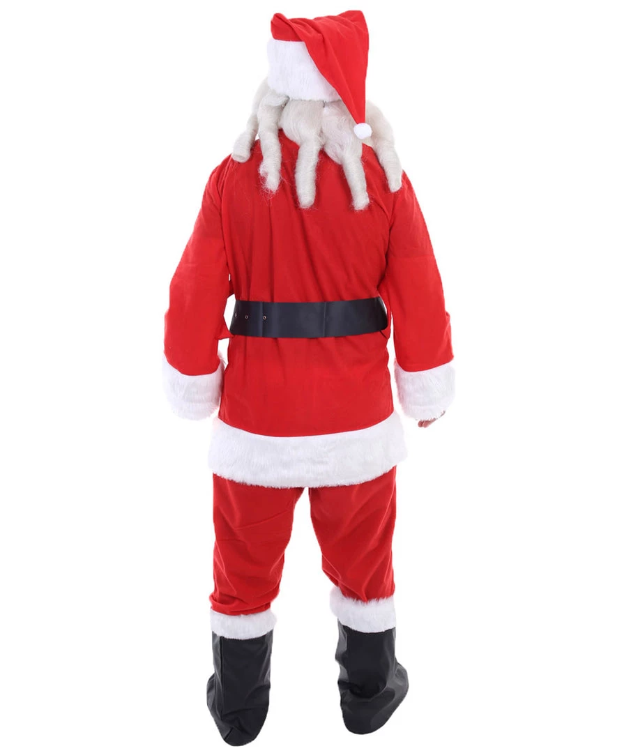 HPO Adult Men's Deluxe Classic Santa Claus Suit Costume | White & Red Christmas Costume 2 HPO Adult Men's Deluxe Classic Santa Claus Suit Costume | White & Red Christmas Costume