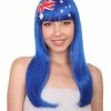 FLAGWIGS Australian Flag Sport Party Long Bob Wig | Premium Breathable Capless Cap Women's