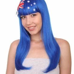 FLAGWIGS Australian Flag Sport Party Long Bob Wig | Premium Breathable Capless Cap Women's