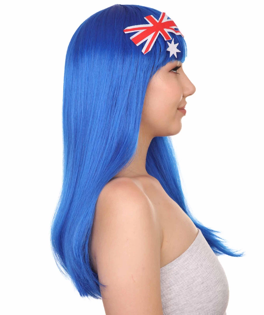 FLAGWIGS Australian Flag Sport Party Long Bob Wig | Premium Breathable Capless Cap Women's 5 FLAGWIGS Australian Flag Sport Party Long Bob Wig | Premium Breathable Capless Cap Women's