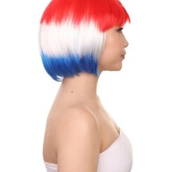 FLAGWIGS Women's Women Patriotic Croatia Flag Wig | Bob Wig | Premium Breathable Capless Cap