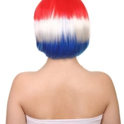 FLAGWIGS Women's Women Patriotic Croatia Flag Wig | Bob Wig | Premium Breathable Capless Cap