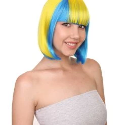 FLAGWIGS Sweden Flag Sport Party Bob | Yellow Sky Blue Sexy Cosplay Party Halloween Wig | Premium Breathable Capless Cap 14 FLAGWIGS Sweden Flag Sport Party Bob | Yellow Sky Blue Sexy Cosplay Party Halloween Wig | Premium Breathable Capless Cap