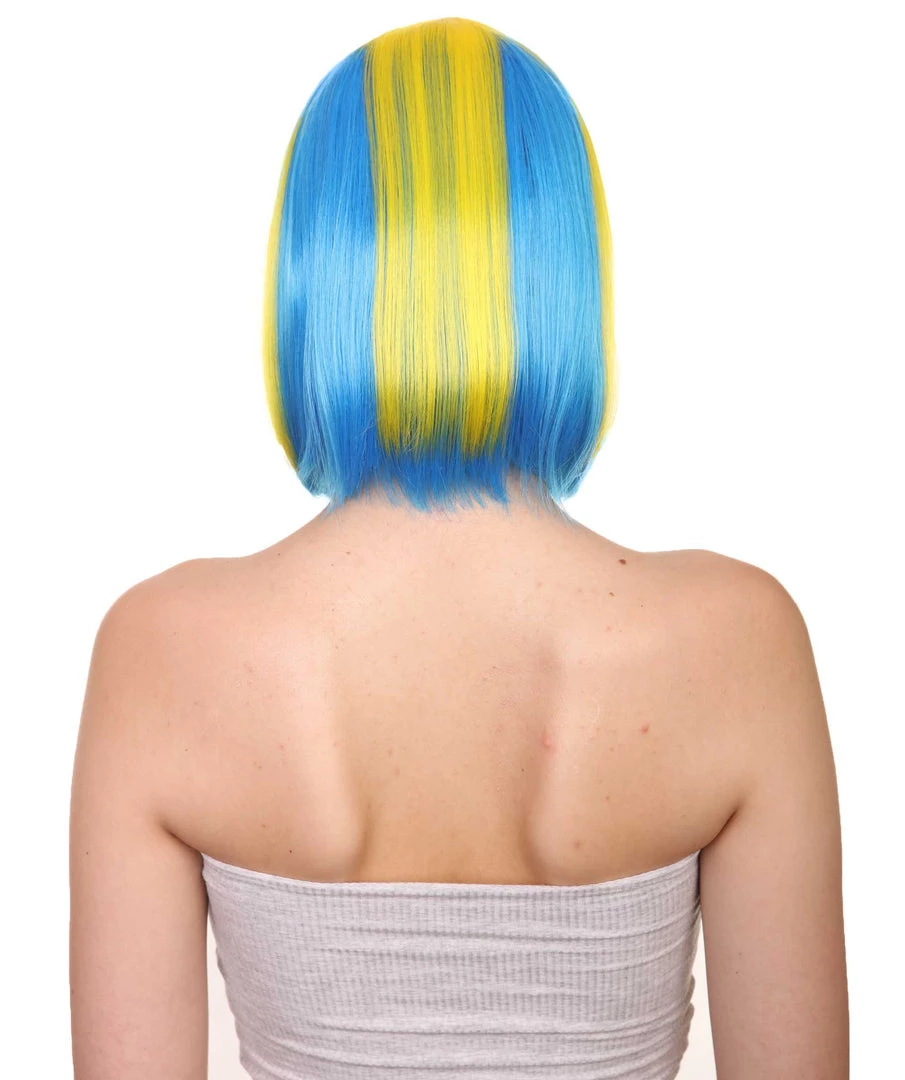 FLAGWIGS Sweden Flag Sport Party Bob | Yellow Sky Blue Sexy Cosplay Party Halloween Wig | Premium Breathable Capless Cap 4 FLAGWIGS Sweden Flag Sport Party Bob | Yellow Sky Blue Sexy Cosplay Party Halloween Wig | Premium Breathable Capless Cap