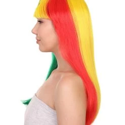 FLAGWIGS Senegal Flag Sport Party Long Bob Wig | Multicolor Long Straight Wig | Premium Breathable Capless Cap Women's 11 FLAGWIGS Senegal Flag Sport Party Long Bob Wig | Multicolor Long Straight Wig | Premium Breathable Capless Cap Women's