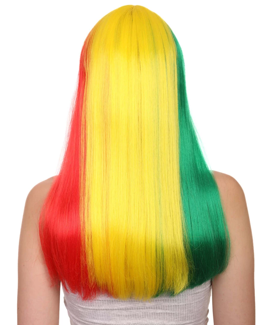 FLAGWIGS Senegal Flag Sport Party Long Bob Wig | Multicolor Long Straight Wig | Premium Breathable Capless Cap Women's 4 FLAGWIGS Senegal Flag Sport Party Long Bob Wig | Multicolor Long Straight Wig | Premium Breathable Capless Cap Women's