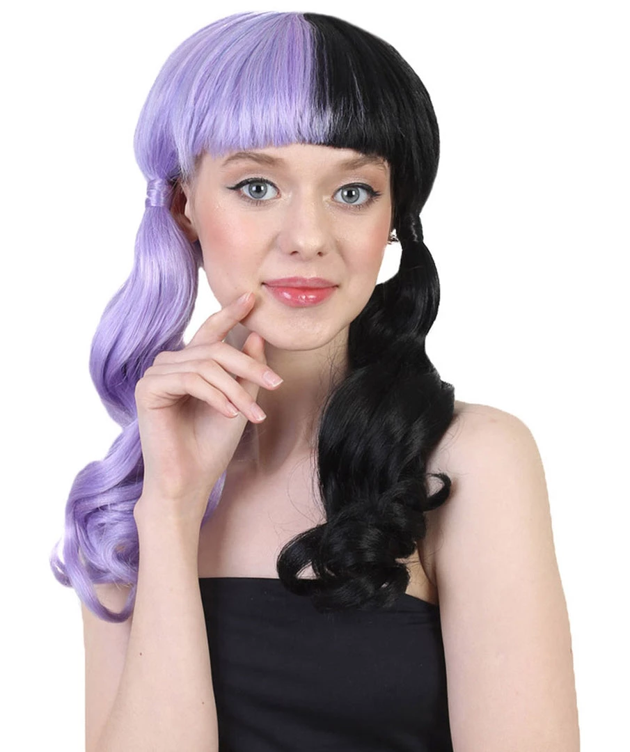 HPO Singer Wavy Ponytail Womens Wig | Purple & Black Celebrity Wig | Premium Breathable Capless Cap Men's 1 HPO Singer Wavy Ponytail Womens Wig | Purple & Black Celebrity Wig | Premium Breathable Capless Cap Men's