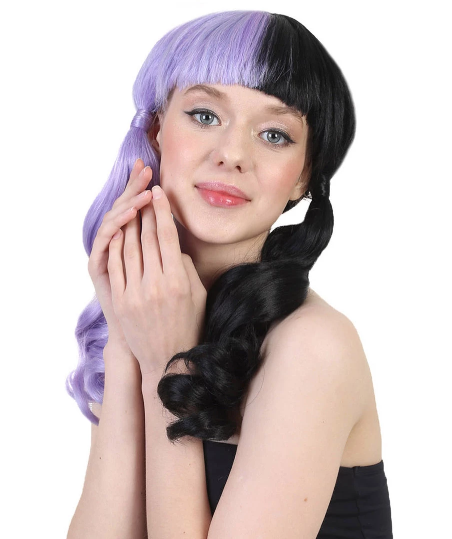 HPO Singer Wavy Ponytail Womens Wig | Purple & Black Celebrity Wig | Premium Breathable Capless Cap Men's 2 HPO Singer Wavy Ponytail Womens Wig | Purple & Black Celebrity Wig | Premium Breathable Capless Cap Men's