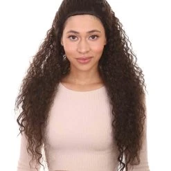 HPO Men's Womens Polynesian Princess Wig | Long Curly Wig | Premium Breathable Capless Cap