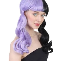 HPO Singer Wavy Ponytail Womens Wig | Purple & Black Celebrity Wig | Premium Breathable Capless Cap Men's 13 HPO Singer Wavy Ponytail Womens Wig | Purple & Black Celebrity Wig | Premium Breathable Capless Cap Men's
