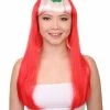 FLAGWIGS Peru Flag Sport Party Long Bob Wig | Long Straight Wig | Premium Breathable Capless Cap Women's