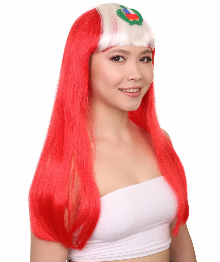 FLAGWIGS Peru Flag Sport Party Long Bob Wig | Long Straight Wig | Premium Breathable Capless Cap Women's 6 FLAGWIGS Peru Flag Sport Party Long Bob Wig | Long Straight Wig | Premium Breathable Capless Cap Women's