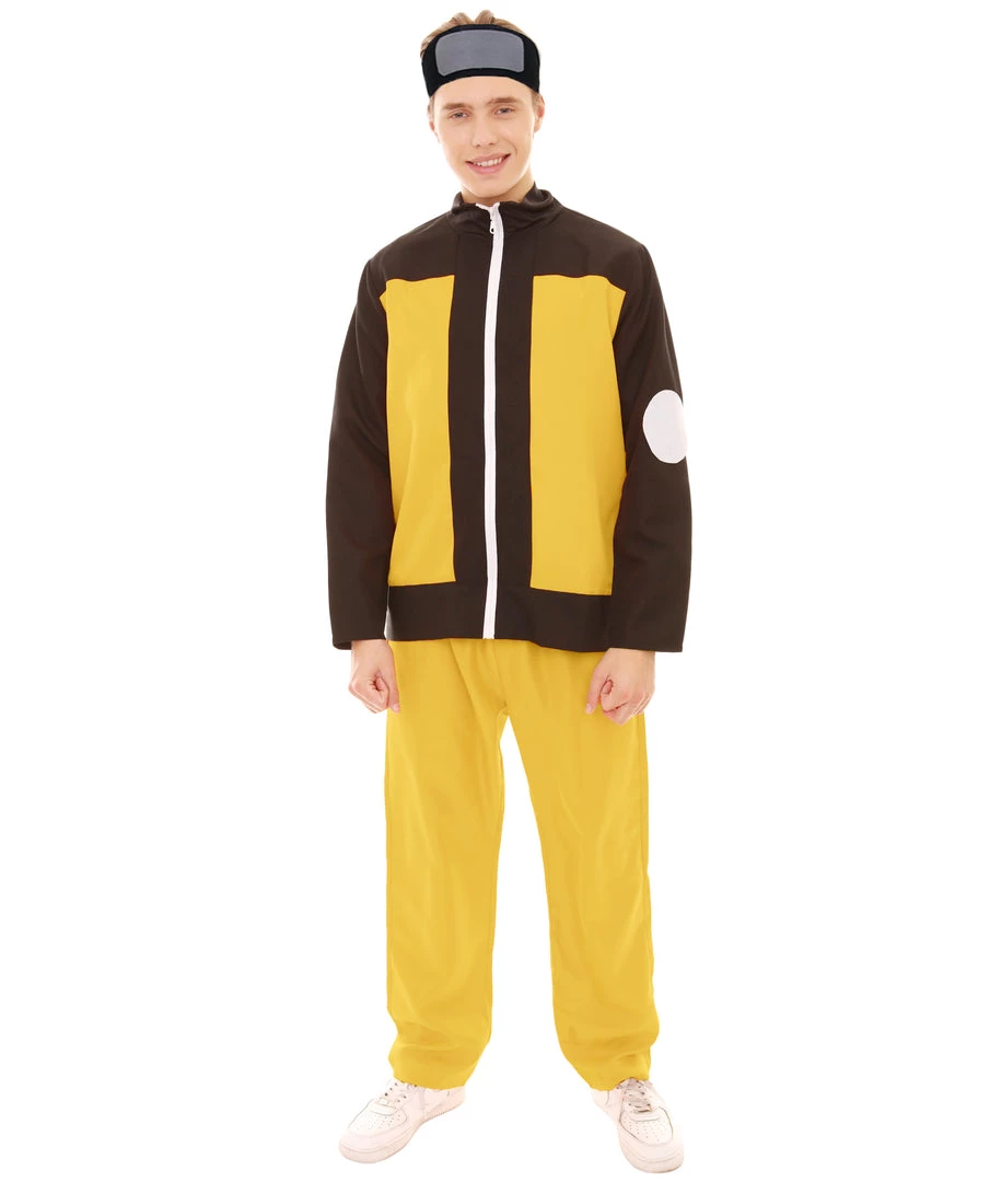 HPO Adult Men's Village Head Anime Costume | Black & Yellow Cosplay Costume 2 HPO Adult Men's Village Head Anime Costume | Black & Yellow Cosplay Costume