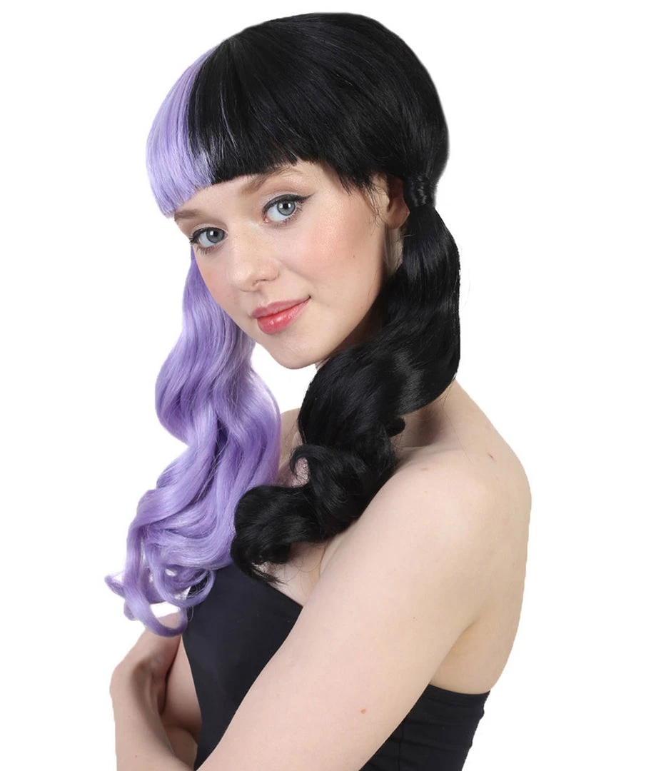 HPO Singer Wavy Ponytail Womens Wig | Purple & Black Celebrity Wig | Premium Breathable Capless Cap Men's 3 HPO Singer Wavy Ponytail Womens Wig | Purple & Black Celebrity Wig | Premium Breathable Capless Cap Men's