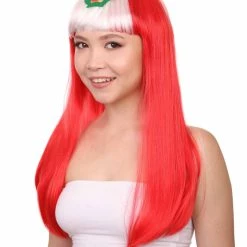 FLAGWIGS Peru Flag Sport Party Long Bob Wig | Long Straight Wig | Premium Breathable Capless Cap Women's