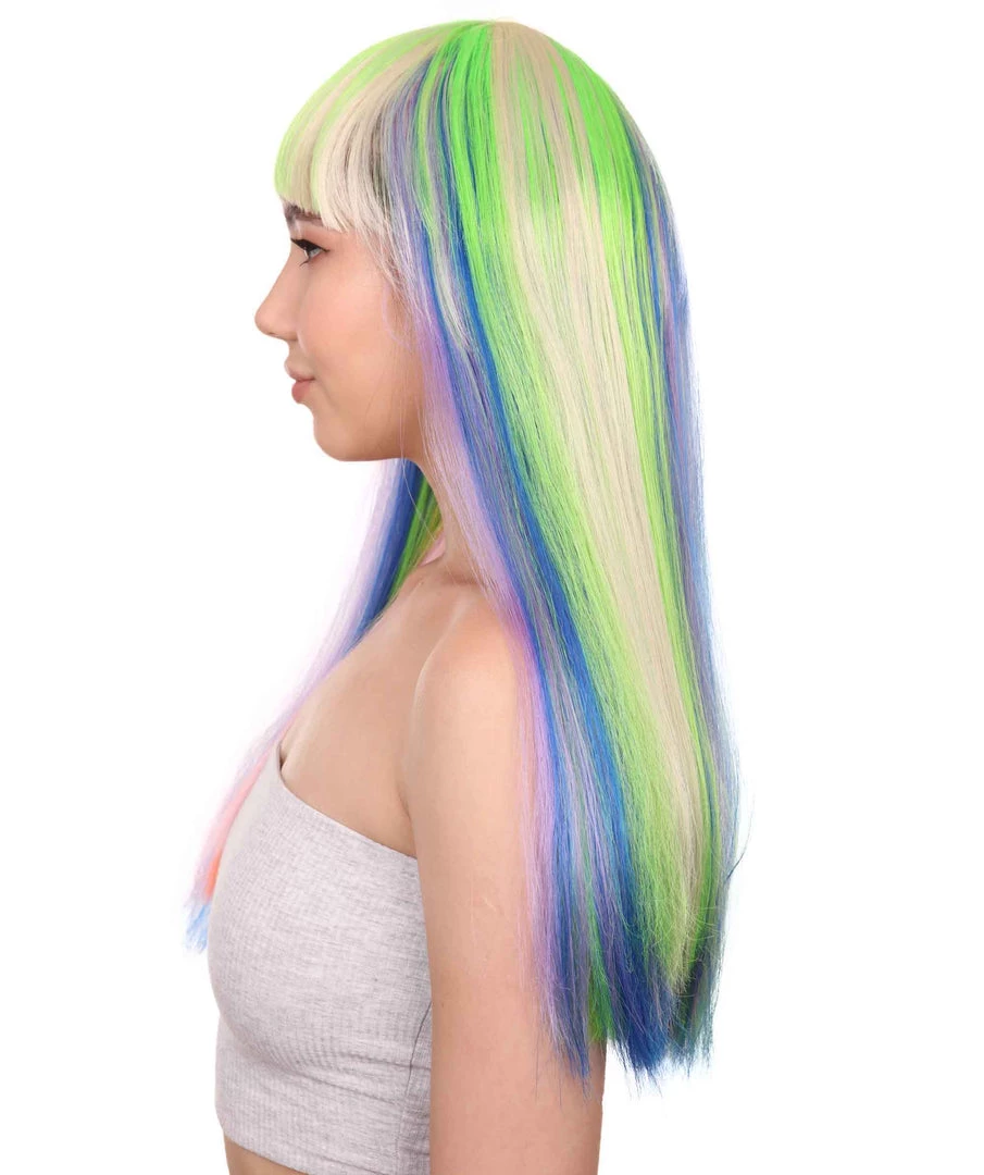 HPO Women's Womens Rainbow Bob Wig | Party Ready Fancy Cosplay Halloween Wig | Premium Breathable Capless Cap 3 HPO Women's Womens Rainbow Bob Wig | Party Ready Fancy Cosplay Halloween Wig | Premium Breathable Capless Cap