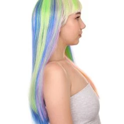 HPO Women's Womens Rainbow Bob Wig | Party Ready Fancy Cosplay Halloween Wig | Premium Breathable Capless Cap 13 HPO Women's Womens Rainbow Bob Wig | Party Ready Fancy Cosplay Halloween Wig | Premium Breathable Capless Cap