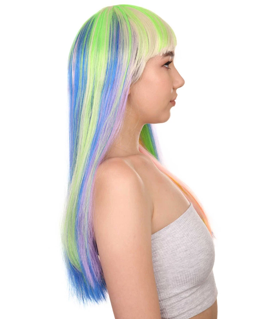 HPO Women's Womens Rainbow Bob Wig | Party Ready Fancy Cosplay Halloween Wig | Premium Breathable Capless Cap 5 HPO Women's Womens Rainbow Bob Wig | Party Ready Fancy Cosplay Halloween Wig | Premium Breathable Capless Cap