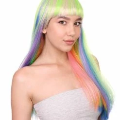 HPO Women's Womens Rainbow Bob Wig | Party Ready Fancy Cosplay Halloween Wig | Premium Breathable Capless Cap 14 HPO Women's Womens Rainbow Bob Wig | Party Ready Fancy Cosplay Halloween Wig | Premium Breathable Capless Cap