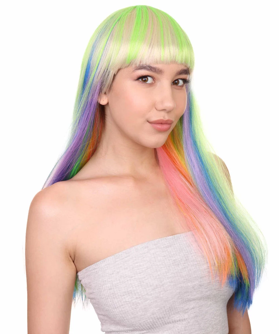 HPO Women's Womens Rainbow Bob Wig | Party Ready Fancy Cosplay Halloween Wig | Premium Breathable Capless Cap 6 HPO Women's Womens Rainbow Bob Wig | Party Ready Fancy Cosplay Halloween Wig | Premium Breathable Capless Cap