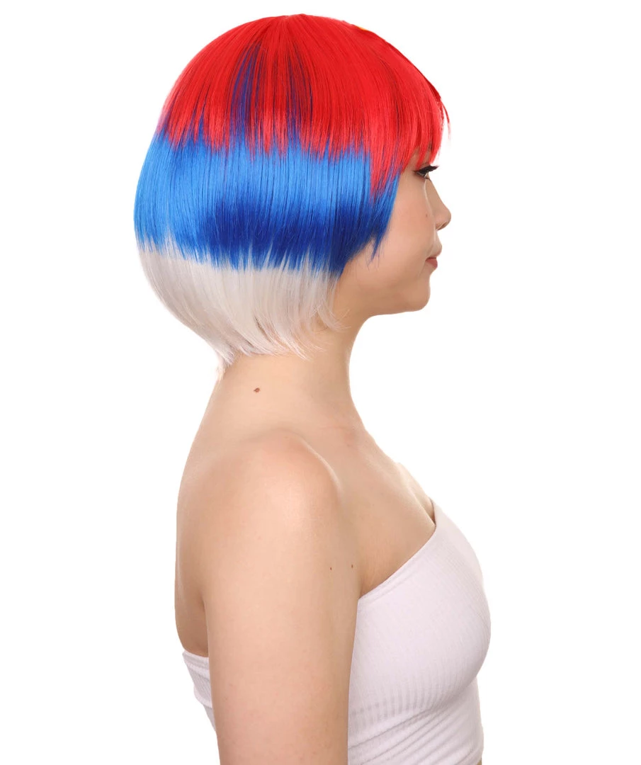 FLAGWIGS Russia Flag Sport Party Bob Wigs | National Pride Red Blue White Wigs | Premium Breathable Capless Cap Women's 5 FLAGWIGS Russia Flag Sport Party Bob Wigs | National Pride Red Blue White Wigs | Premium Breathable Capless Cap Women's