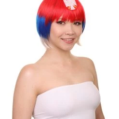FLAGWIGS Russia Flag Sport Party Bob Wigs | National Pride Red Blue White Wigs | Premium Breathable Capless Cap Women's 14 FLAGWIGS Russia Flag Sport Party Bob Wigs | National Pride Red Blue White Wigs | Premium Breathable Capless Cap Women's