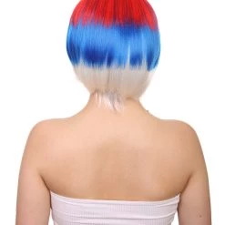 FLAGWIGS Russia Flag Sport Party Bob Wigs | National Pride Red Blue White Wigs | Premium Breathable Capless Cap Women's 12 FLAGWIGS Russia Flag Sport Party Bob Wigs | National Pride Red Blue White Wigs | Premium Breathable Capless Cap Women's