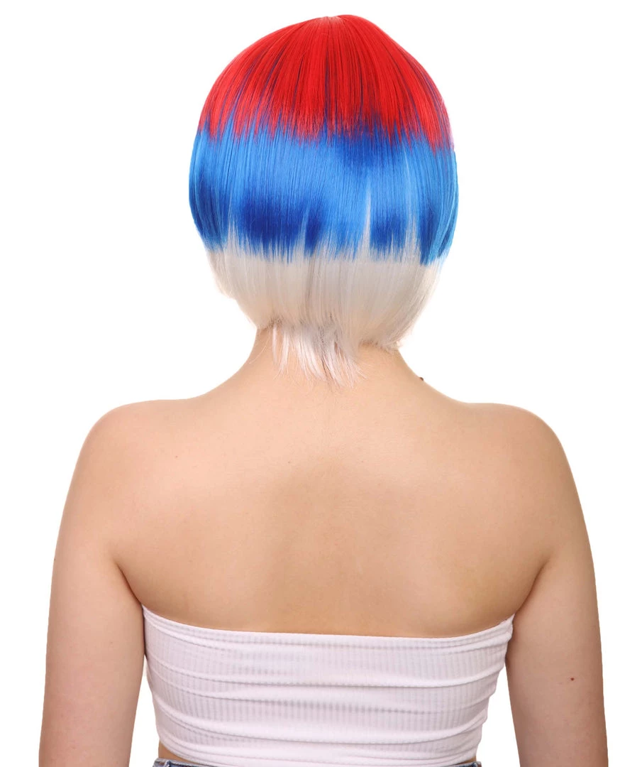 FLAGWIGS Russia Flag Sport Party Bob Wigs | National Pride Red Blue White Wigs | Premium Breathable Capless Cap Women's 4 FLAGWIGS Russia Flag Sport Party Bob Wigs | National Pride Red Blue White Wigs | Premium Breathable Capless Cap Women's