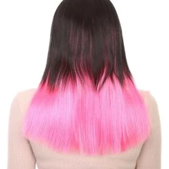 HPO Black Pink Bob Womens Wig | Long Fashion Cosplay Halloween Wig | Premium Breathable Capless Cap