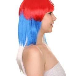 FLAGWIGS Women's Serbia Flag Sport Party Long Bob Wig | Red Blue White Wig | Premium Breathable Capless Cap 13 FLAGWIGS Women's Serbia Flag Sport Party Long Bob Wig | Red Blue White Wig | Premium Breathable Capless Cap