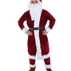 HPO Adult Men's Deluxe Classic Santa Claus Suit Costume | Multi Christmas Costume