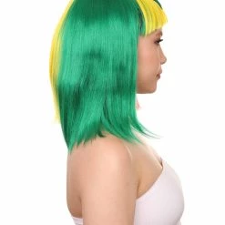 FLAGWIGS Women's Senegal Flag Sport Party Bob Wig | Multicolor Africa National Pride Wig | Premium Breathable Capless Cap