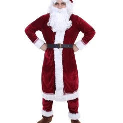 HPO Adult Men's Deluxe Classic Santa Claus Suit Costume | Multi Christmas Costume