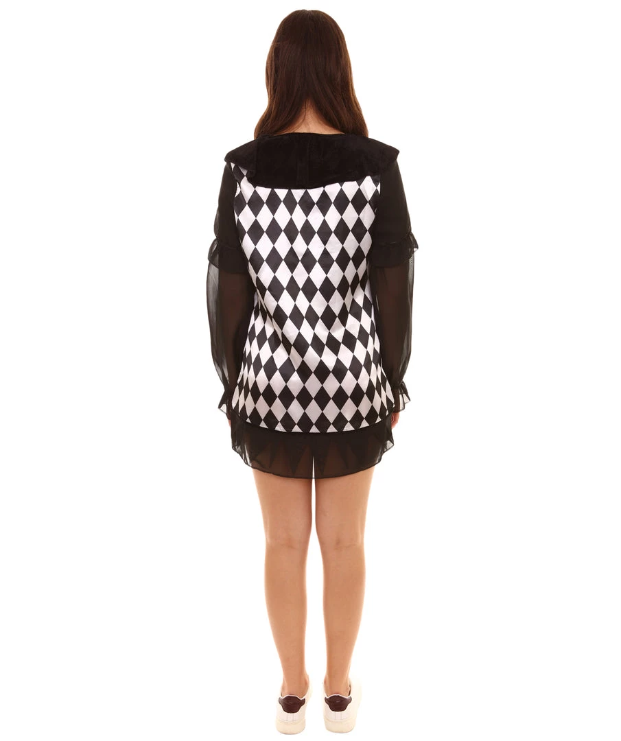 HPO Adult Women's Clown Costume | Black & White Cosplay Costume 5 HPO Adult Women's Clown Costume | Black & White Cosplay Costume