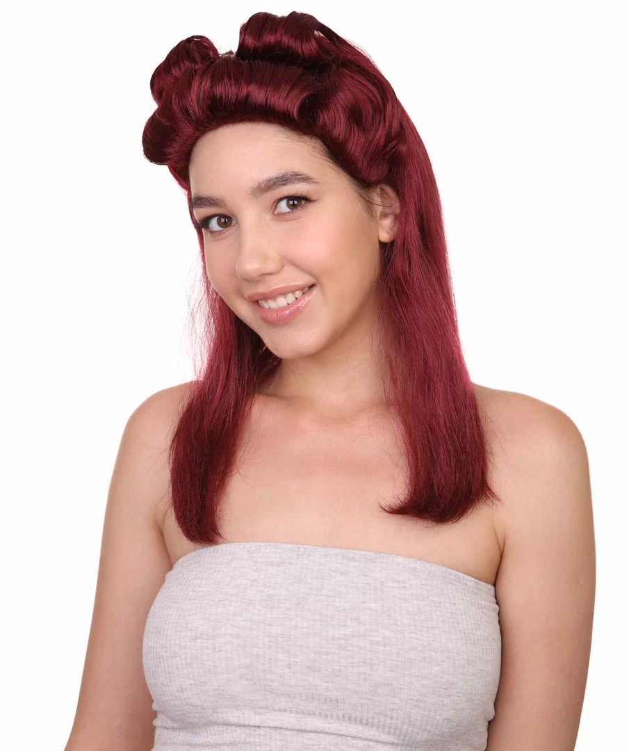HPO Women's 40s Pin Up Girl Brown Womens Wig | Cosplay Halloween Wig | Premium Breathable Capless Cap 2 HPO Women's 40s Pin Up Girl Brown Womens Wig | Cosplay Halloween Wig | Premium Breathable Capless Cap